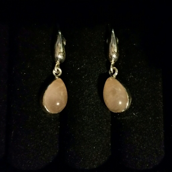 .925 Silver Rose Quartz Teardrop Earrings - Picture 8 of 8